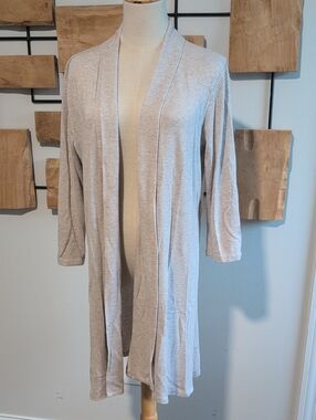 Light Taupe Gray Open-Front Women's Cardigan Sweater